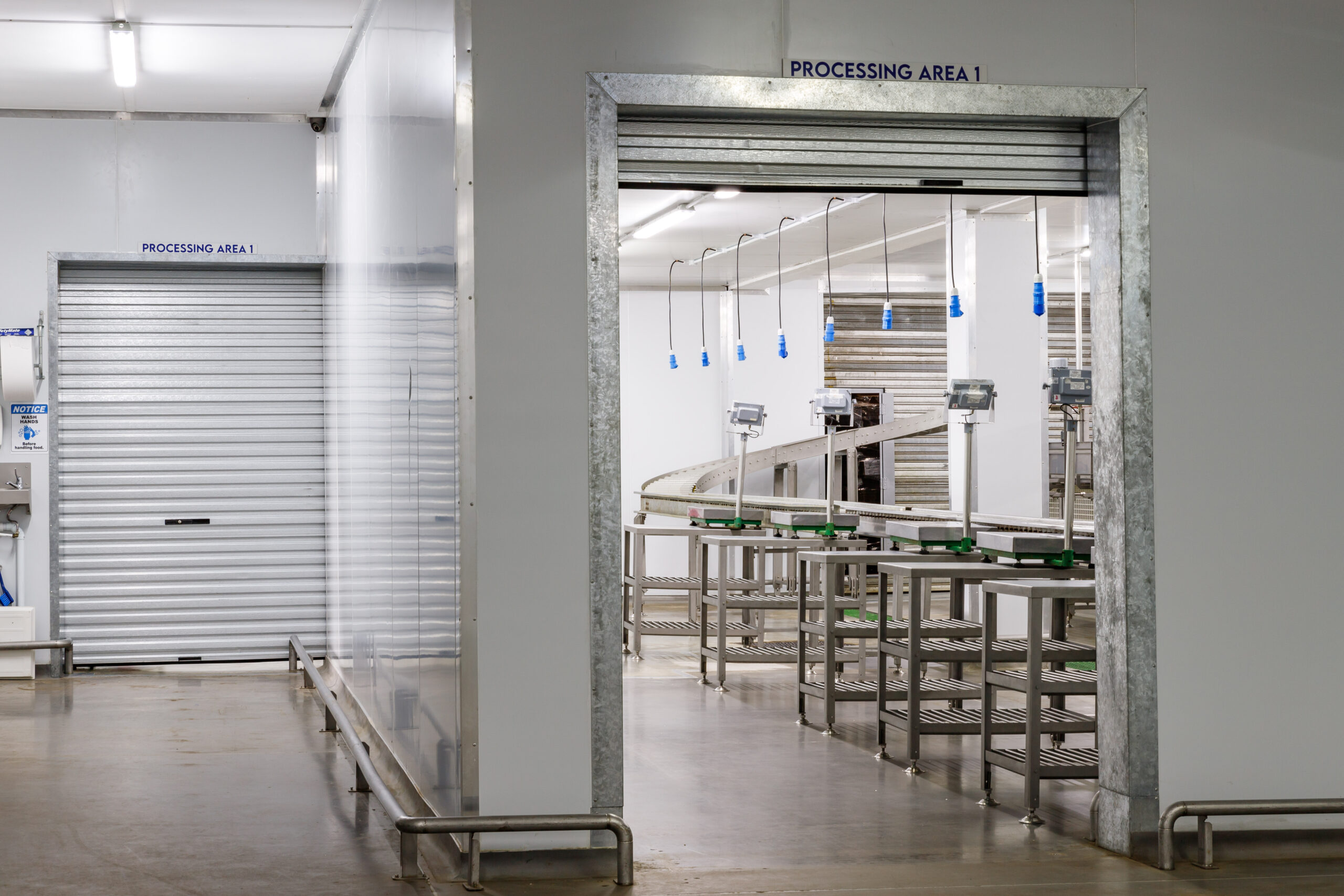 10.Full freezer racks exit at this door towards blast freezers.