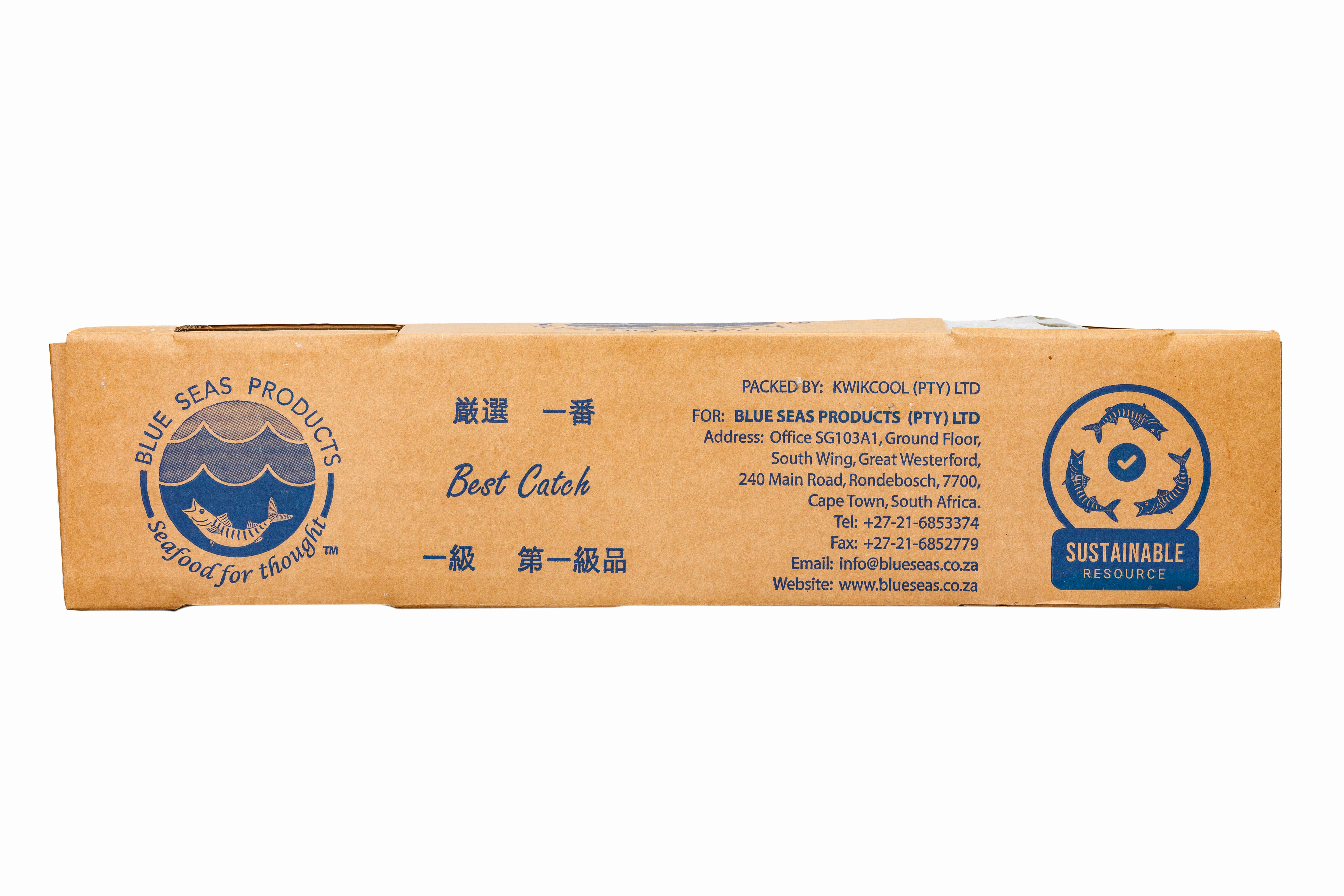 Side view of carton of Mackerel